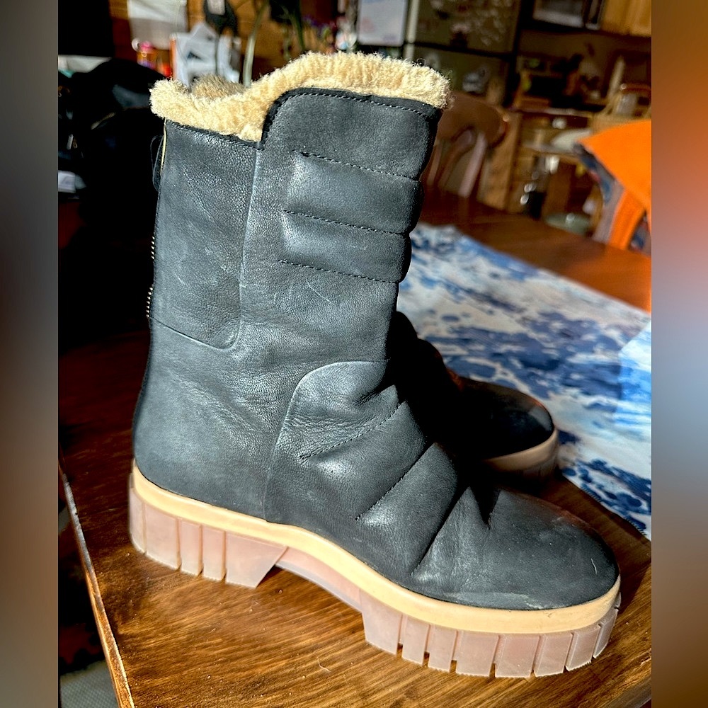 Free People | Winter Boots, Fable faux fur black leather boots